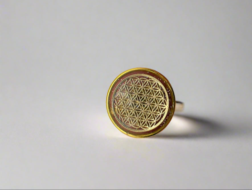 Flow Orgonite ring- small- Flower of Life