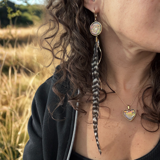 Aura Feathers earrings- mini vortex - silver