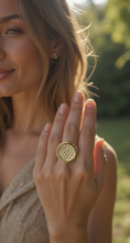 Load image into Gallery viewer, Flow Orgonite ring- small- Flower of Life
