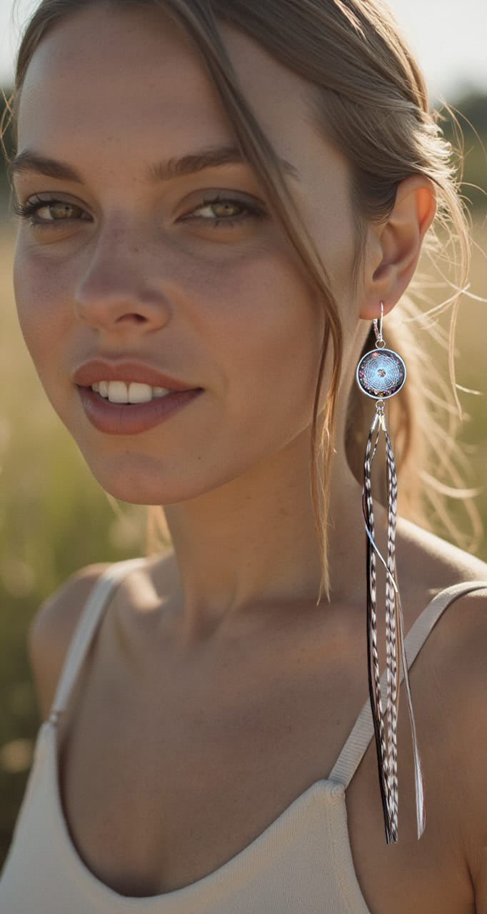 Aura Feathers earrings- mini vortex - silver